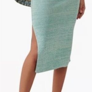 Free People Golden Hour Midi Skirt | Ribbed Knit Slit Skirt NWT